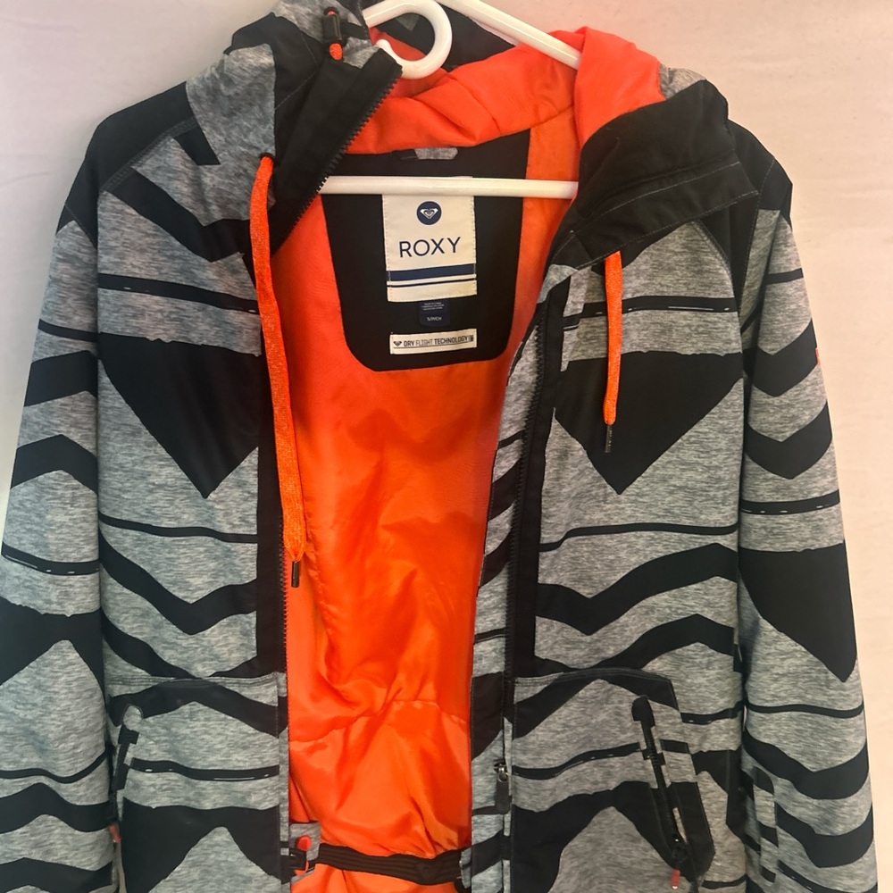 Roxy Black and Gray Ski Jacket with Orange Accents
